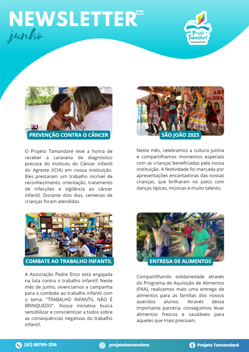 Confira algumas das nossas principais atividades no mês de junho - Projeto Tamandaré